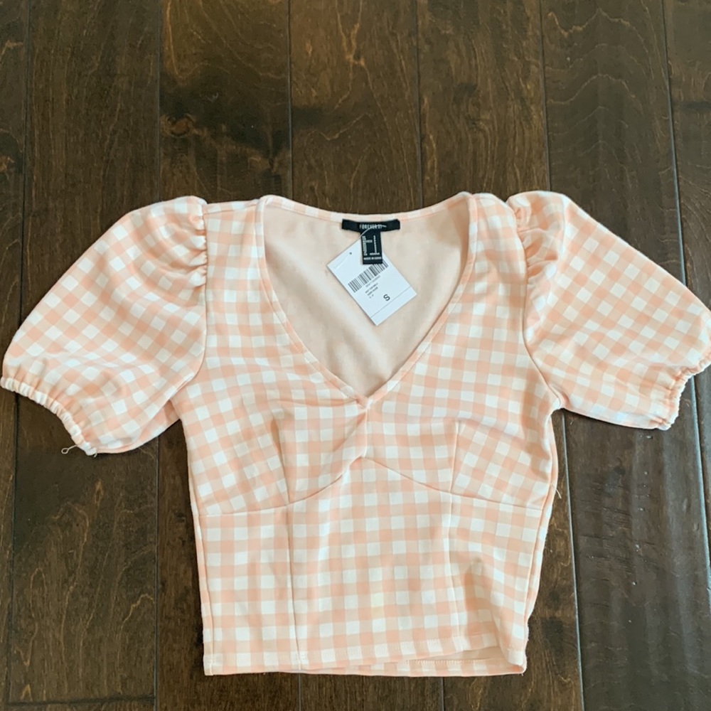 Gingham Puff Sleeve Top